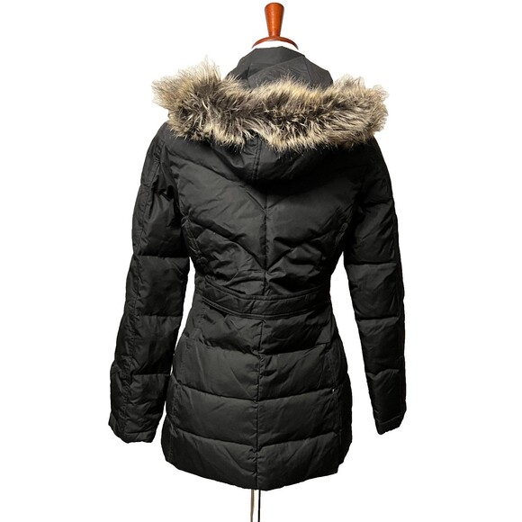 LARRY LEVINE Women's XS Down Puffer Coat Jacket Black Faux Fur Hood Winter Warm - Picture 3 of 12